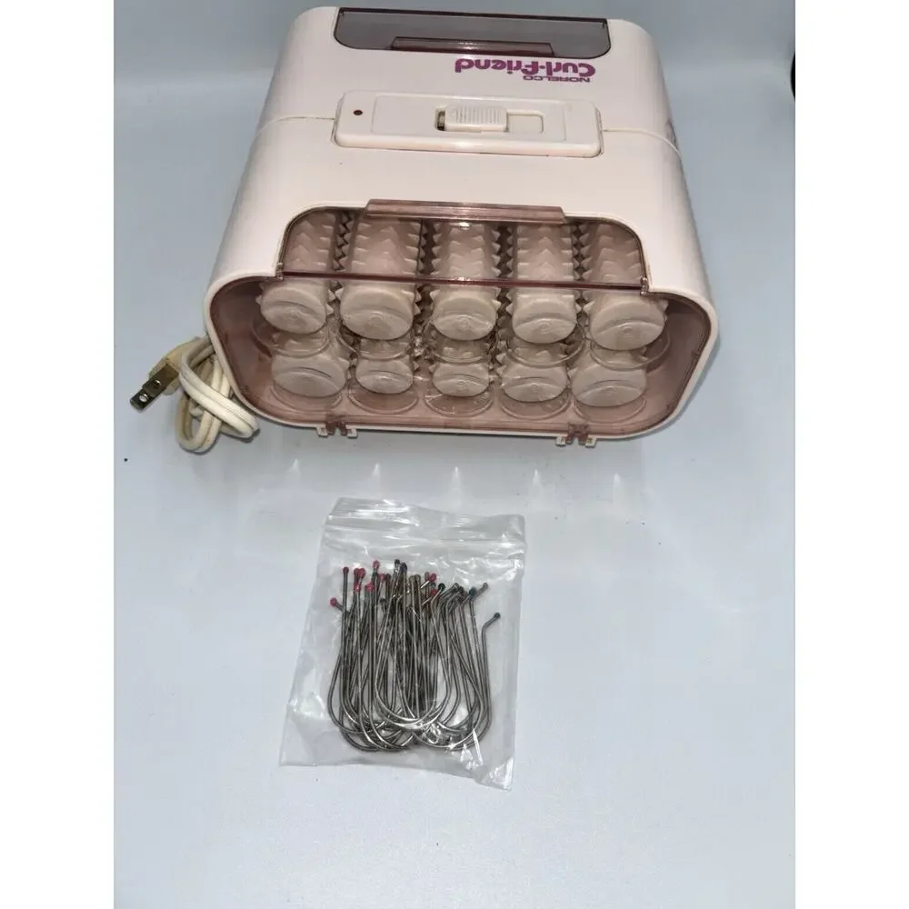 Vtg Norelco Curl Friend HB1632 20 Curlers 3 Sizes Hot Rollers W Clips Tested